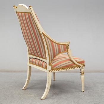 A late Gustavian armchair, attributed to Ephraim Ståhl, circa 1800.