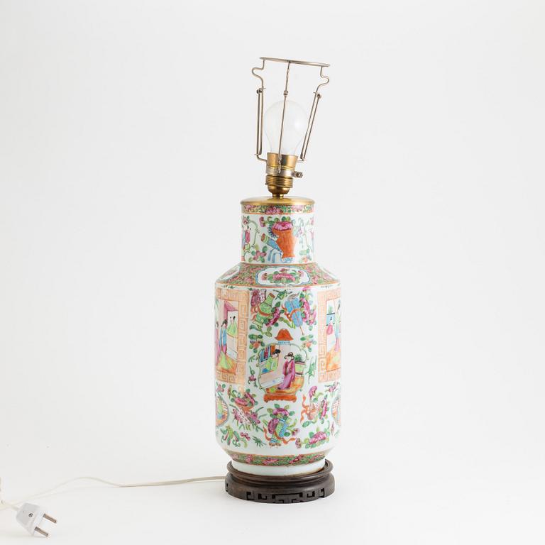 An enamelled Canton Vase / Table Lamp, 19th century.