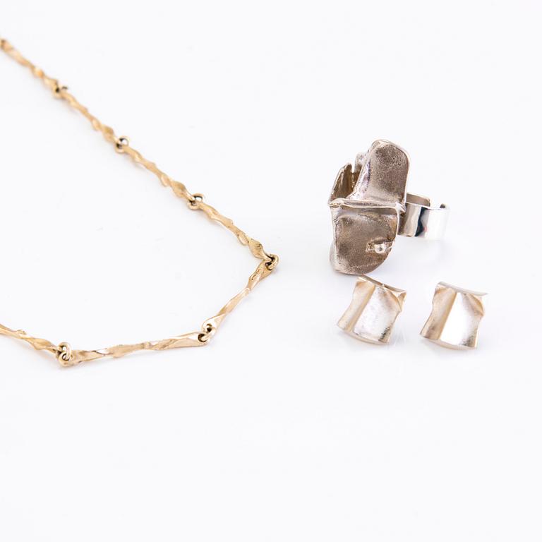 BJÖRN WECKSTRÖM, SORMUS, "Magmassa", KETJU ja KORVAKORUT, sterlinghopeaa, Lapponia, Helsinki 1971-88.