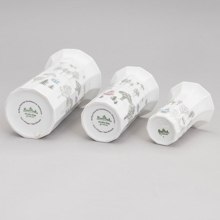 TAPIO WIRKKALA ja RUT BRYK. Posliiniesineitä. 7 osaa. "Winterreise" & "Polygon". Rosenthal. 1900-luvun loppu.