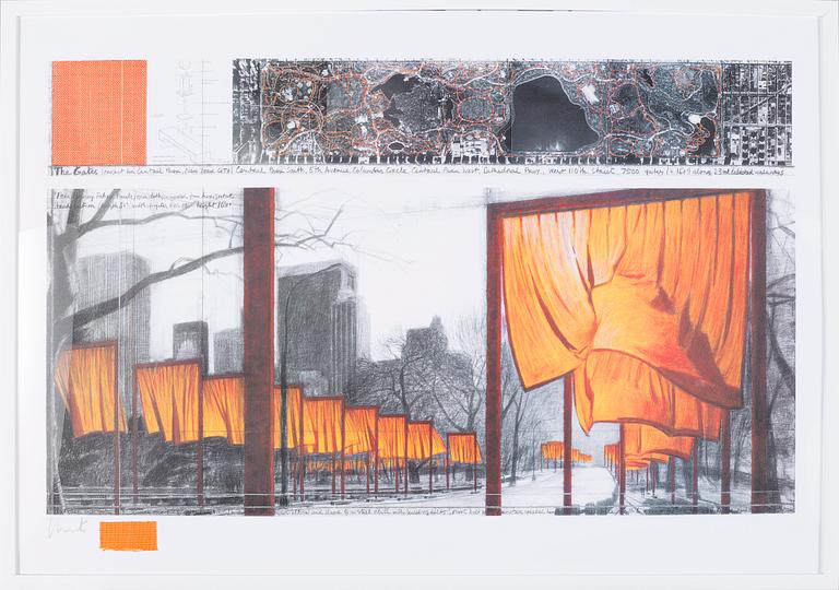 Christo & JEANNE-CLAUDE, color offset with fabric application, signed Christo.