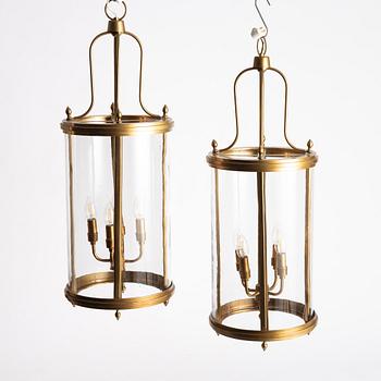 A pair of ceiling lanterns, contemporary.
