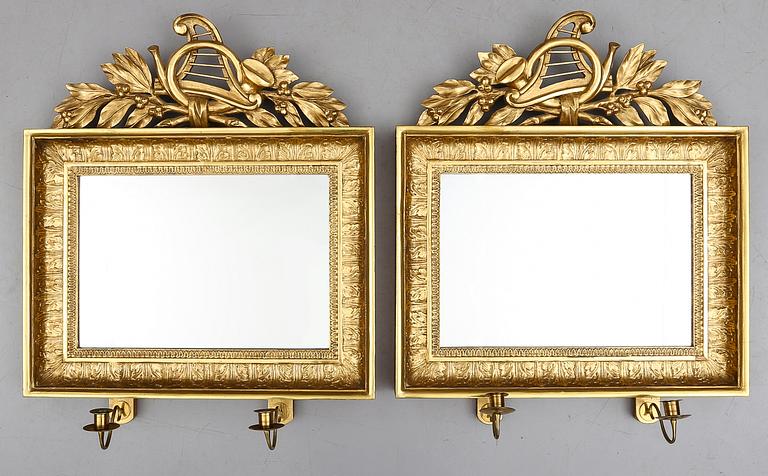 SPEGELLAMPETTER, 1 par, empirestil, 1800-talets mitt.