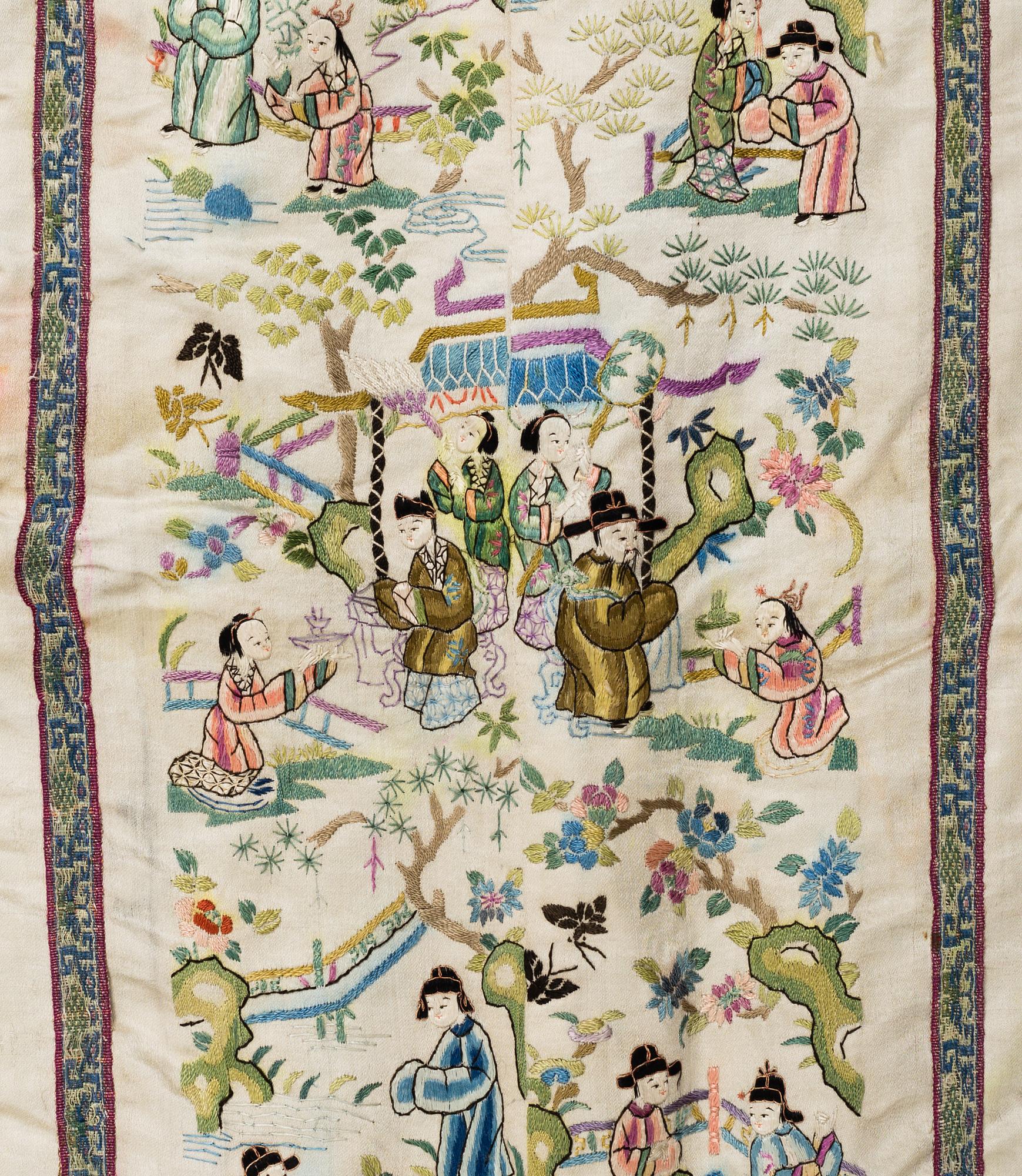 Three Chinese  textiles, early 20th century and mid 19th century.
