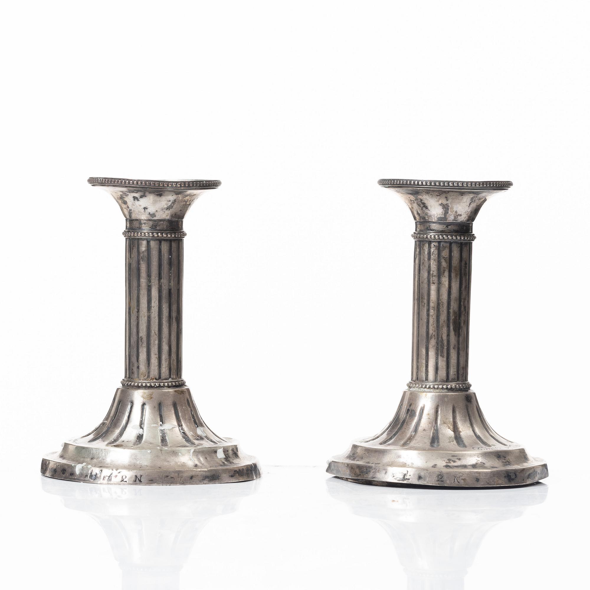 Candelsticks, a pair, silver, Sweden 1795.