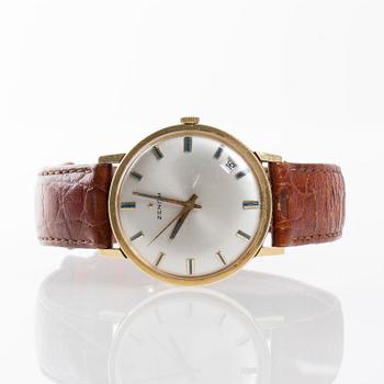 ARMBANDSUR, herr, Zenith, 18K guld. Total vikt ca 37 gram.