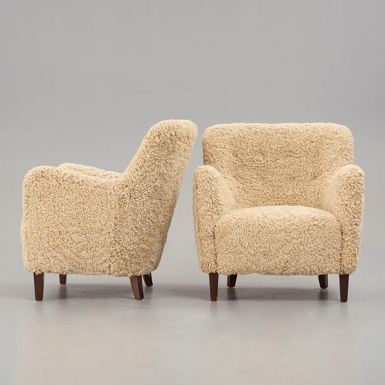 BIRTE IVERSEN, a pair of easy chairs for cabinetmaker A.J. Iversen, Denmark 1940's.