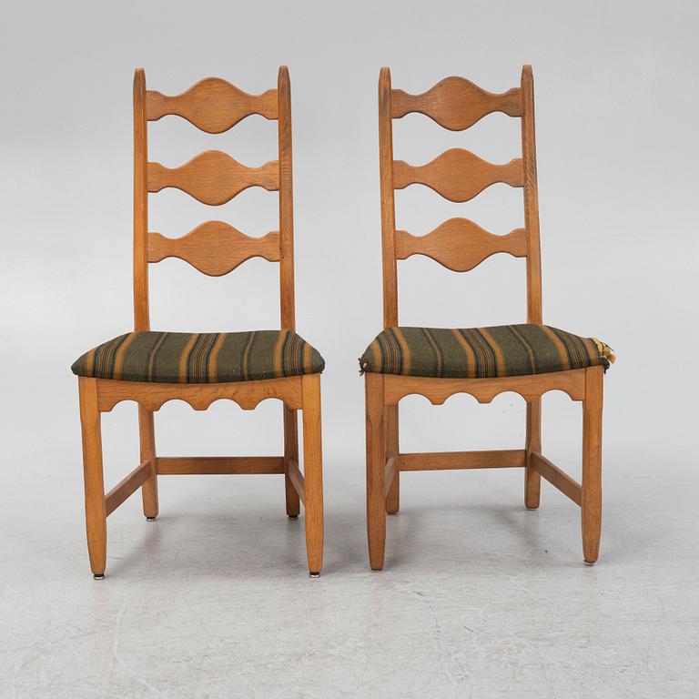 Henning Kjærnulf, a set of six chairs, Denmark, 1960's.