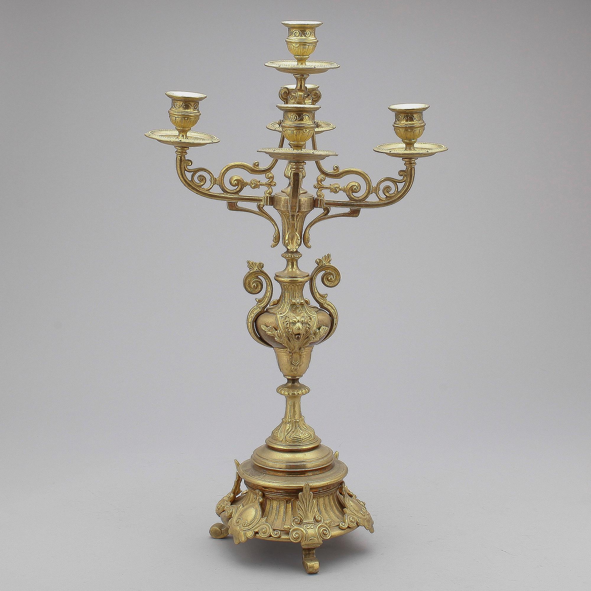 KANDELABER, mässing, nyrenässans, 1800-talets slut.