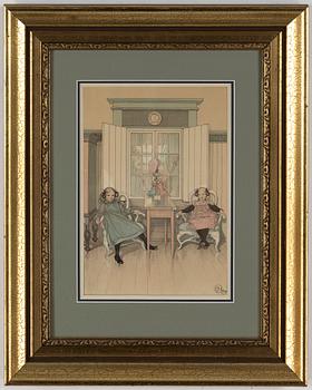 Carl Larsson · CARL LARSSON, "Kersti främmande", färglitografi, signerad i stenen. Utgiven av Föreningen för Grafisk Konst 1905.