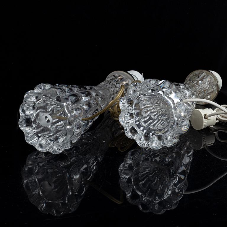Carl Fagerlund, bordslampor, ett par, glas, Orrefors.