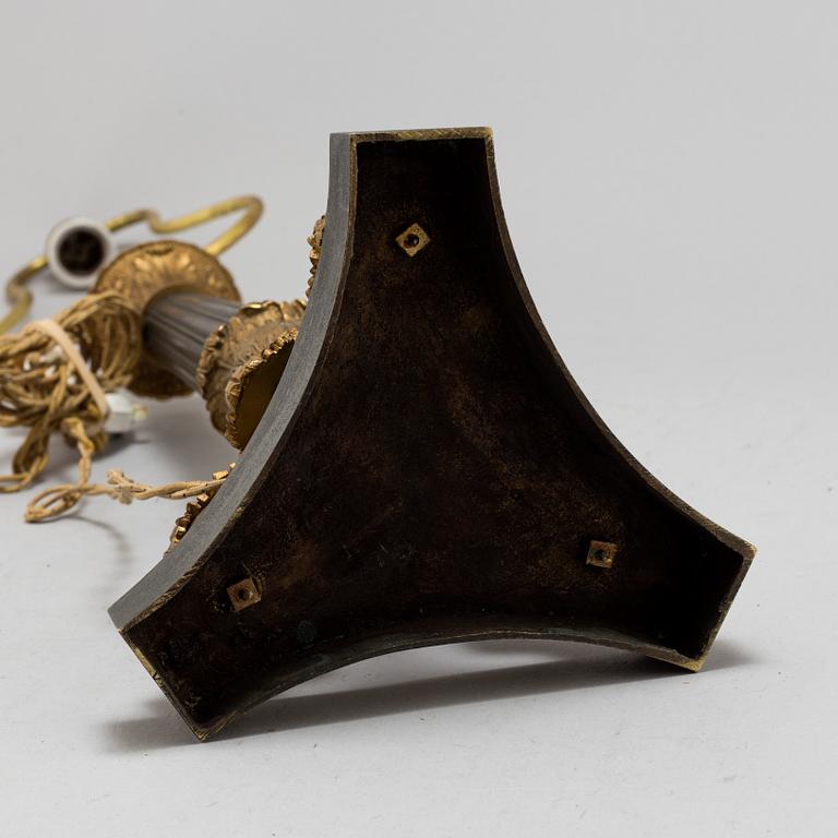 A LATE EMPIRE BRONZE TABLE LAMP, mid 19th century.