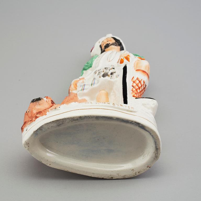 An earthenware figure of 'The Lion Slayer'. England, Staffordshire, 1860/70s.