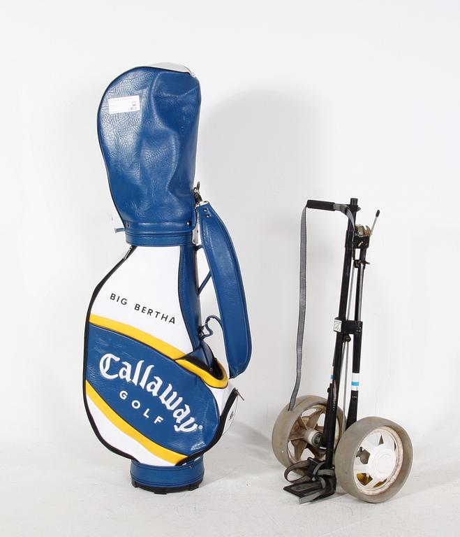 GOLFBAG, 13 delar, sent 1900-tal.