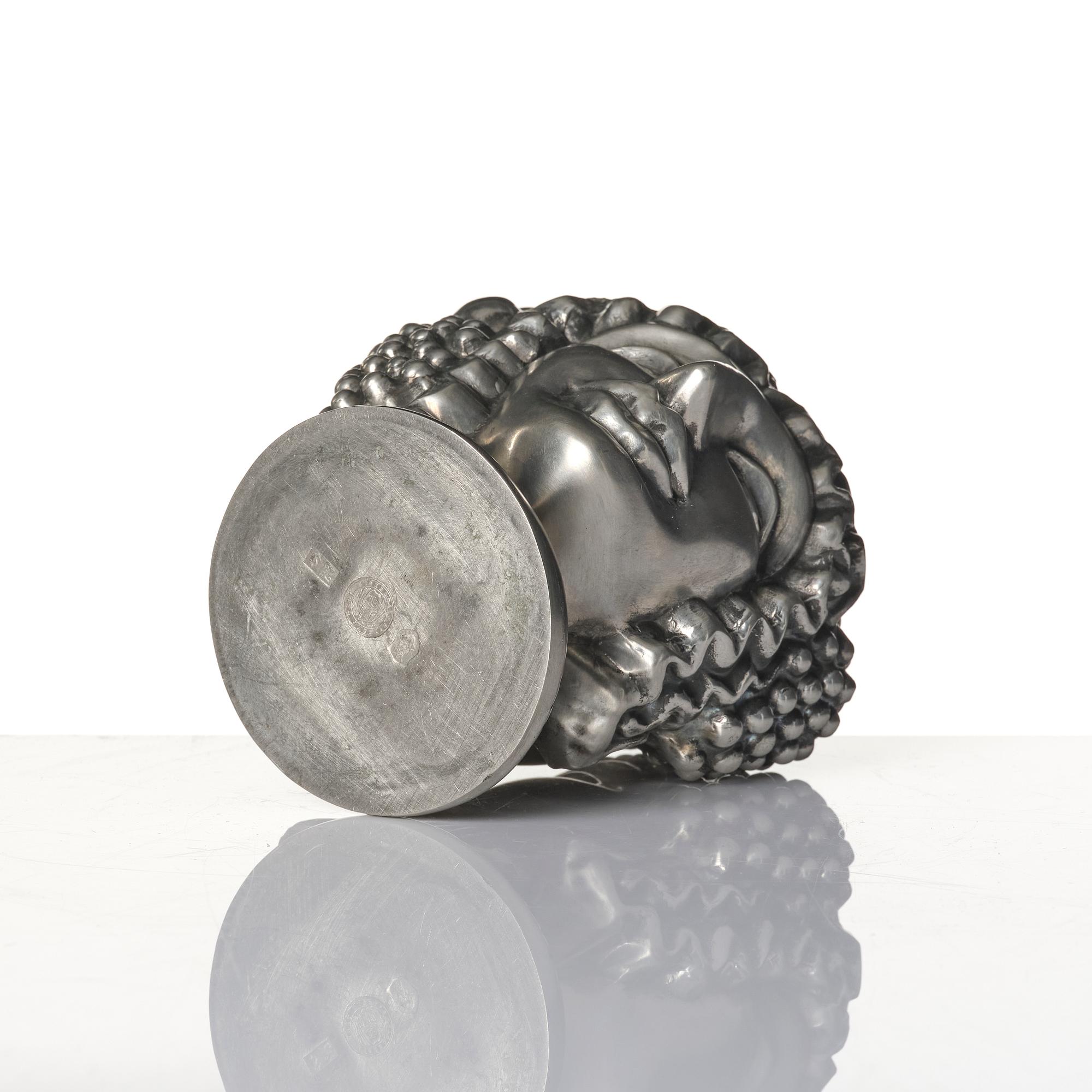 Anna Petrus, a pewter vase, 'Janushuvud', Firma Svenskt Tenn, Stockholm, 1974.