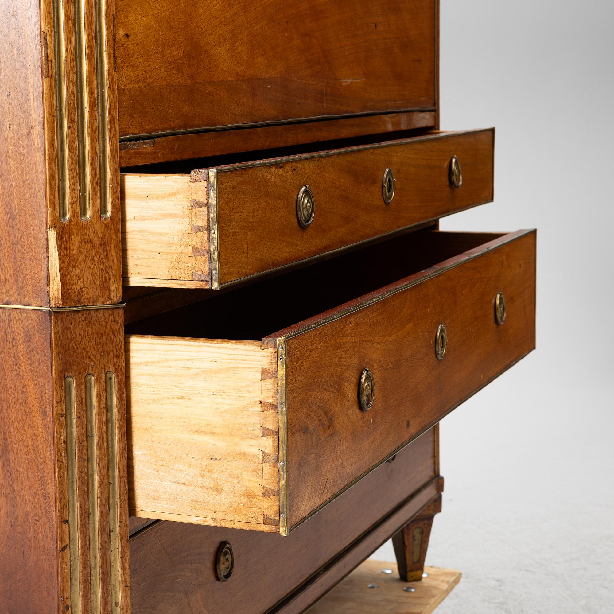 Secretary, late Gustavian, late 18th century, signed.