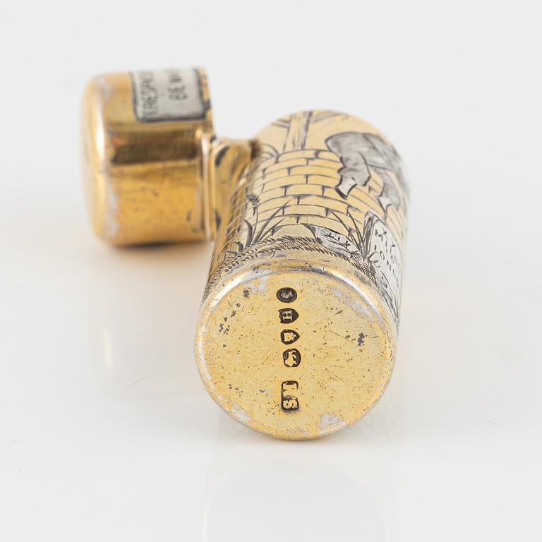 An English Parcel-Gilt Silver Perfume Bottle, mark of Sampson Mordan & Co, London 1883.
