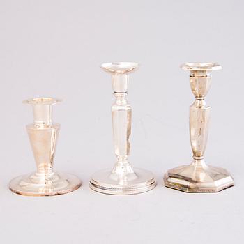 Three pairs of silver candlesticks, Finnish and Swedish hallmarks 1927-1972.