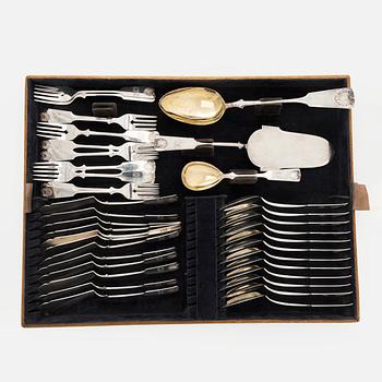 A 67-piece set of silver cutlery, sea shell decor, Finnish manufacturers, 1917-1962.