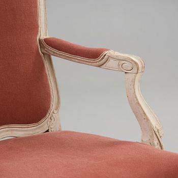 A large pair of Swedish Rococo 18th century armchairs.
