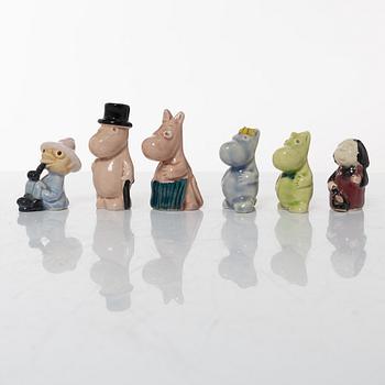 Leo Tykkyläinen, figuriner, 6 st, "Mumin", Arabia, 1950/60-tal.