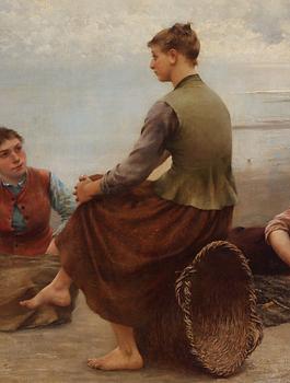August Hagborg, Mussel pickers on the beach.