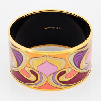 Frey Wille, an enamel and gilt metal bangle, 'Hommage à Alphonse Mucha'.