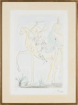 SALVADOR DALÍ, handkolorerad färgetsning med torrnål, sign o numr 124/150.