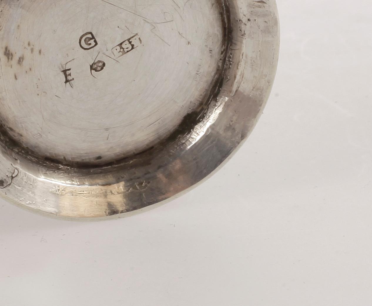 BÄGARE, silver, Peter Stenfeldt, Gävle 1763. Vikt ca 63 gram.