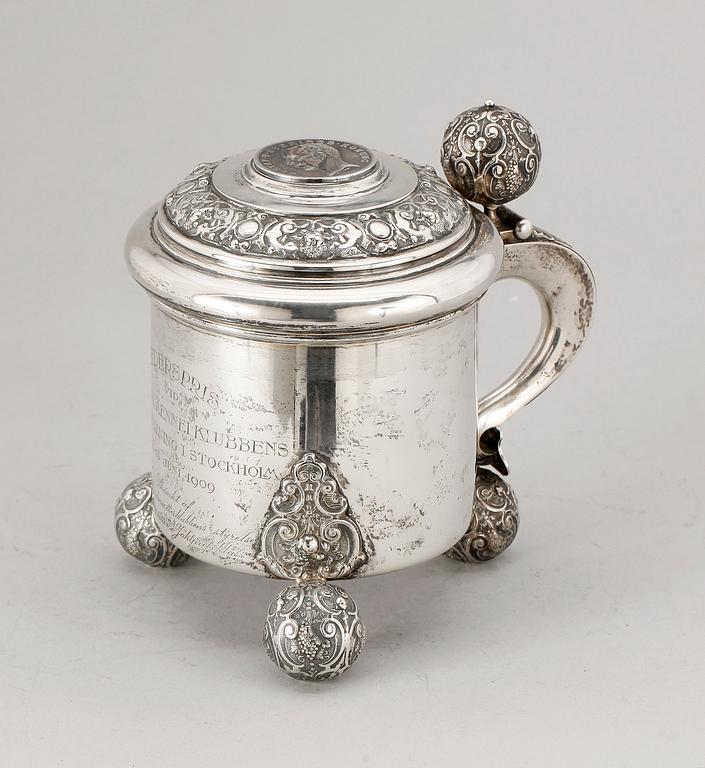 DRYCKESBÄGARE, silver, barockstil, Svea Svensson, Stockholm 1909. Vikt ca 570 gram.