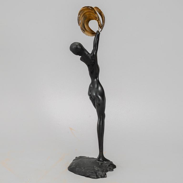 ERNST FUCHS, patinated bronze sculpture, signed.