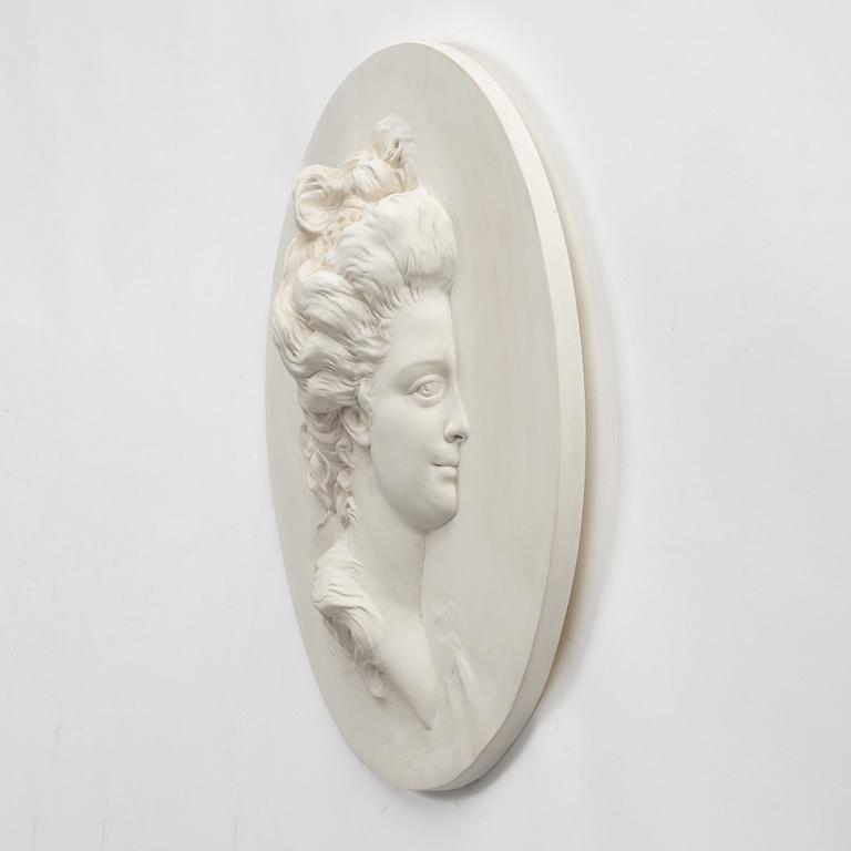 Johan Tobias Sergel, after, late 20th century, portrait medallion, "Sofia Magdalena" (1746-1813).