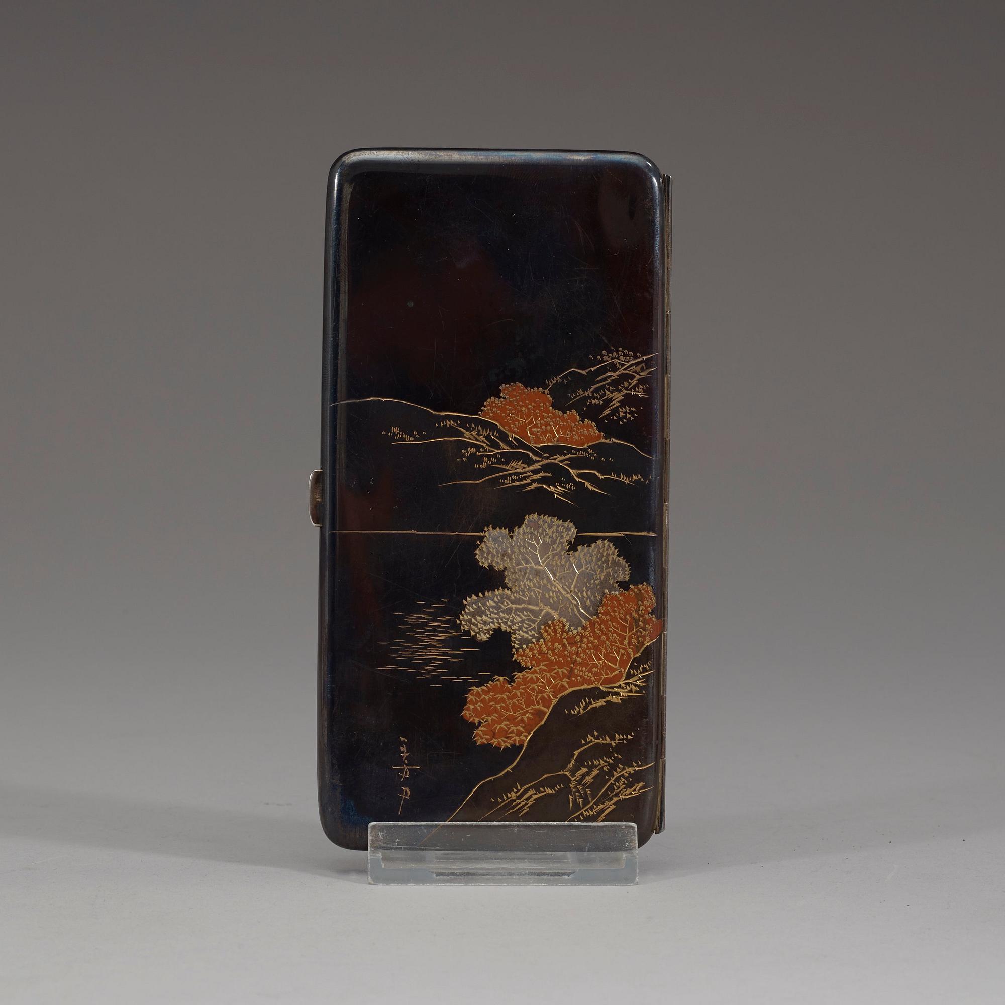 ETUIER, 4 stycken, silver och brons. Japan, 1900-tal.
