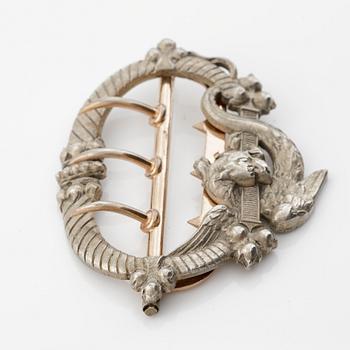 Buckle, silver, motif with dragon, around the turn of the century 1900.