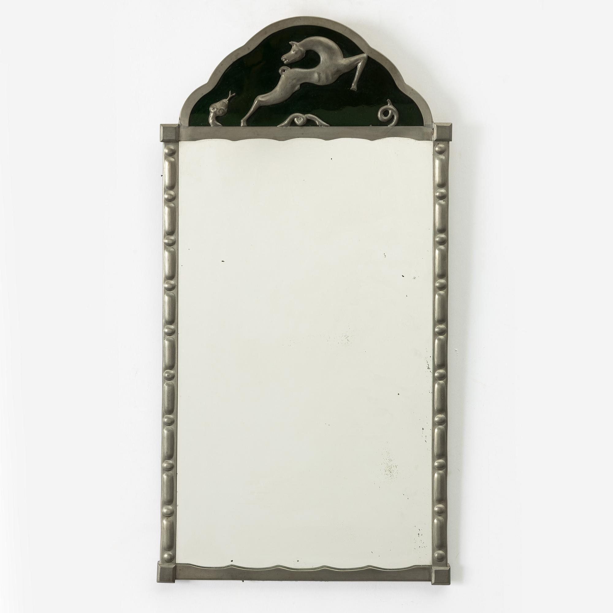 A Swedish Grace pewter mirror, 1920's/1930's.