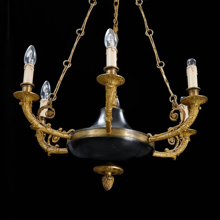 An Empire style chandelier, 19th Century.