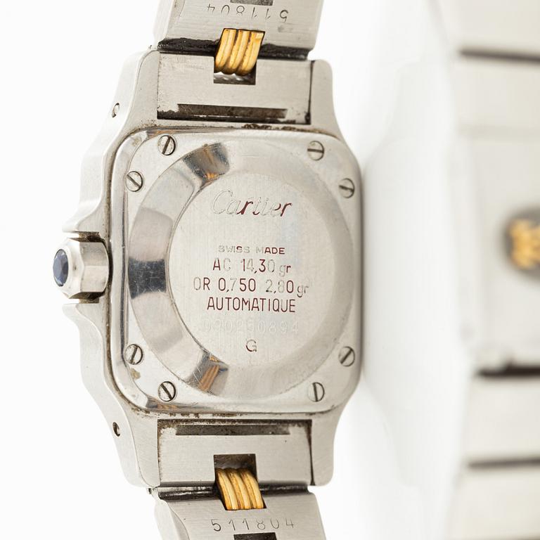Cartier, Santos, "Godron Bracelet", wristwatch, 23,5 x 23,5 (34,5) mm.