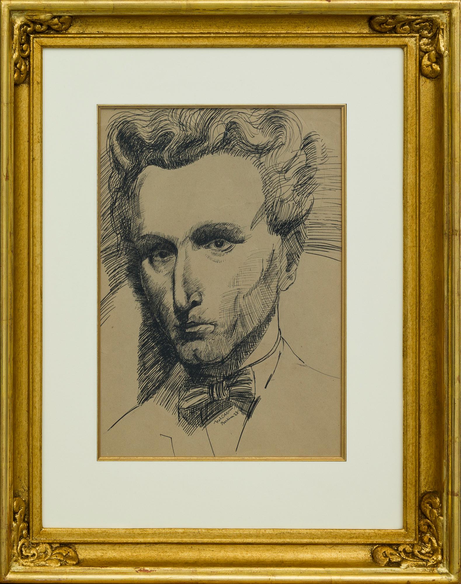 AXEL OLSON, ink drawing singed and dated.