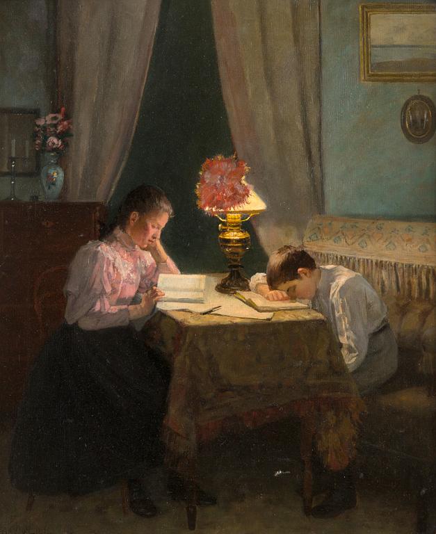 Arvid Liljelund, "Diligence (by the evening lamp)".