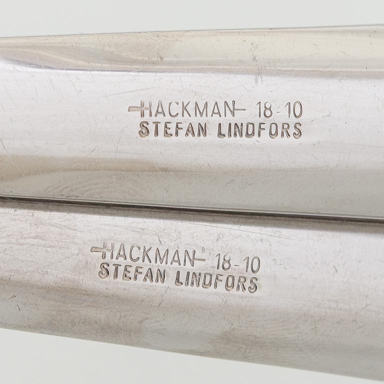 Stefan Lindfors, a stainless steel salad bowl with servers, Hackman, late 20th century.