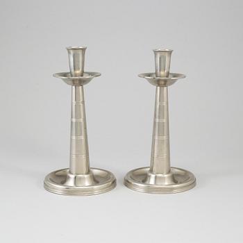 A pair of Swedish 20th century  pewter candlesticks for GAB.