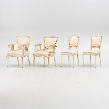 A pair of armchairs, and one pair of chairs, Jugend, early 20th century.