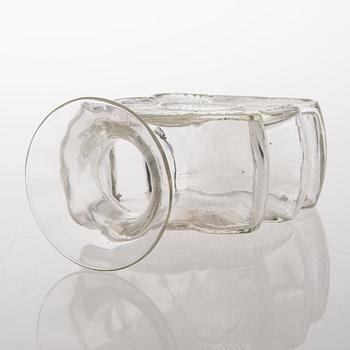 A vas and four candle holders/ vases in glass from Riihimäen Lasi, Finland 1970s.
