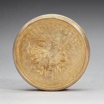 A Russian 18th century silver-gilt box, markes of Moscow 1790.