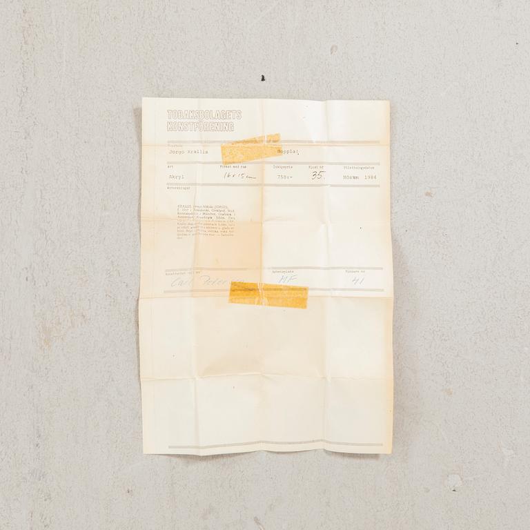 Jorgo Krallis, akryl på duk, signerad, ca 15 x 16 cm.