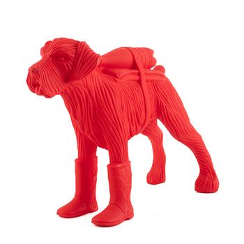 William Sweetlove,  "Cloned Schnauzer with water bottle". (Red).