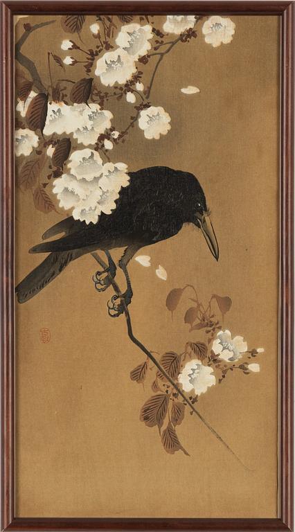Ohara Koson, a woodblock print in colours, 20th century.