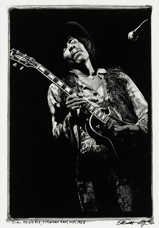 Elliott Landy, "Jimi Hendrix, Filmore East, NYC", 1968.