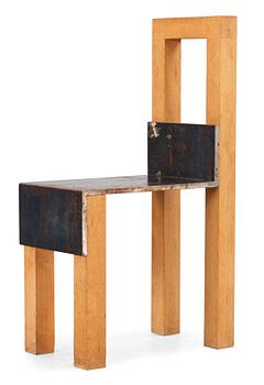 434. A Jonas Bohlin oak and iron chair, 'Sto', Stockholm 1990.