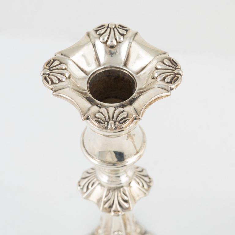 Two silver candleholders, Hampton Utilities, Birmingham, England, 1990.